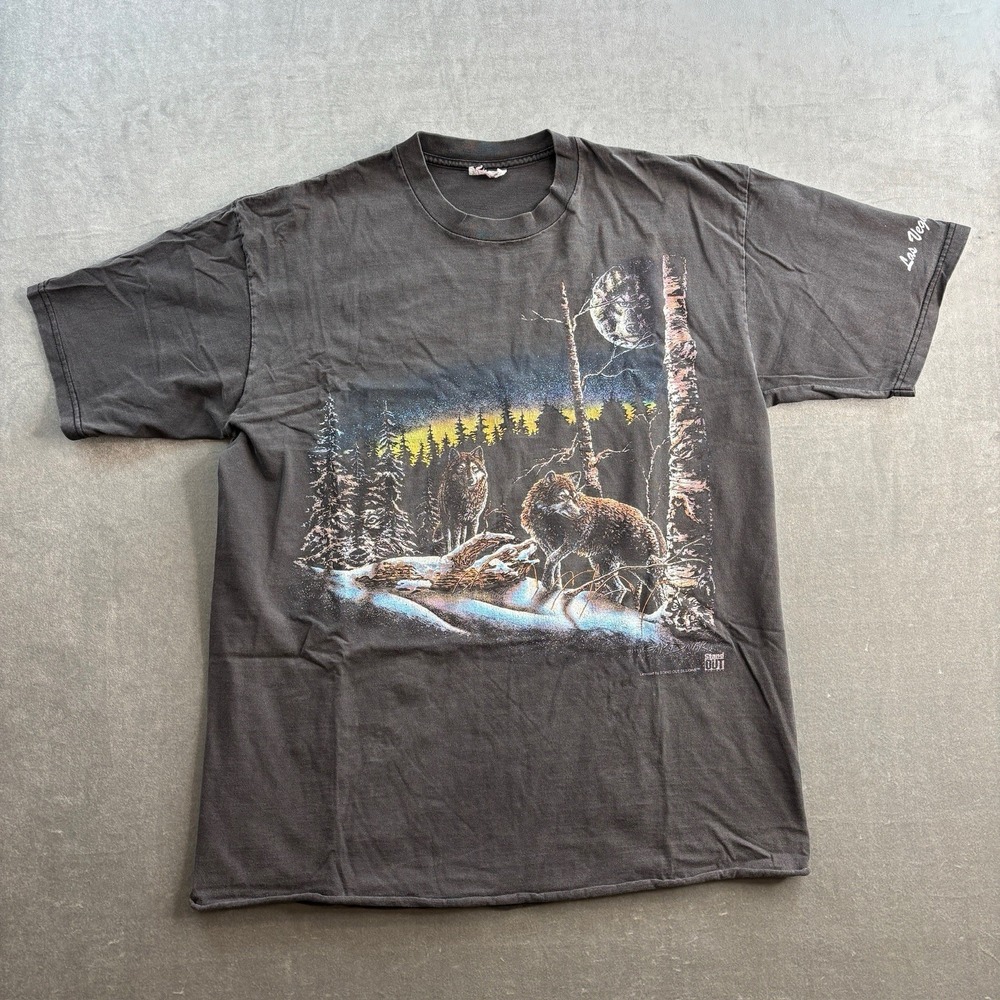 Stand Out Vtg 1993 Gardner Wolf Pack Nature T Shirt Men's Size XL